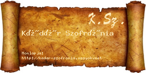 Kádár Szofrónia névjegykártya